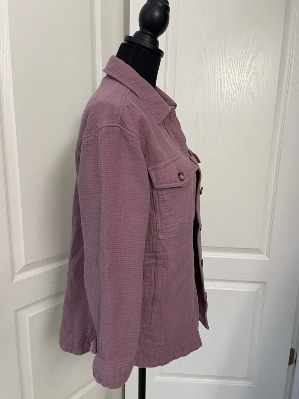 Madewell Shirt Jacket Faded Fig waffle cotton XS lightweight purple blazer - Picture 5 of 9